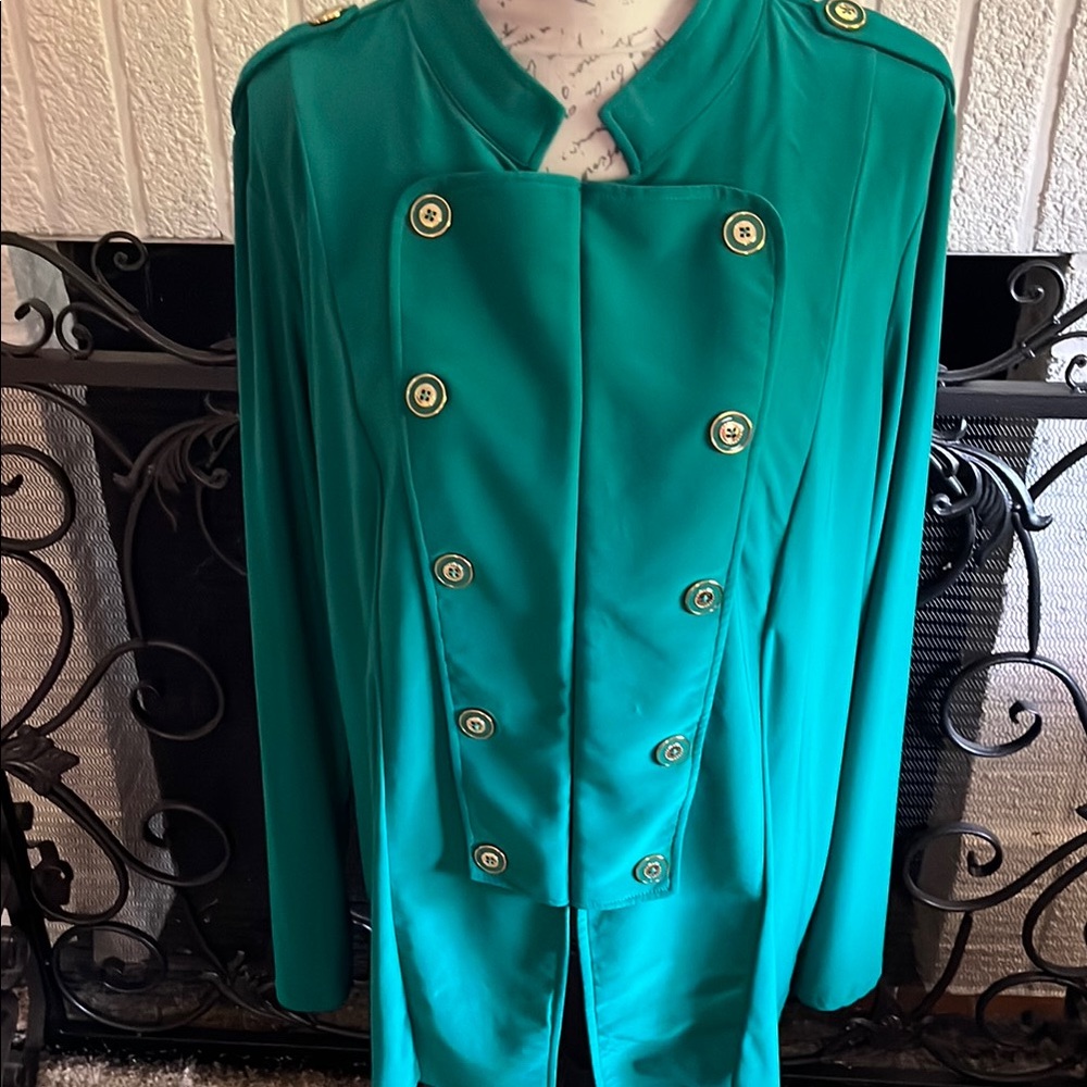 ANTTHONY ORIGINALS Elegant Teal Double-Breasted Women's Coat